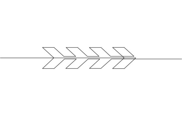Continuous line drawing of chevron alignment right curve symbol. abstract line art pro design.