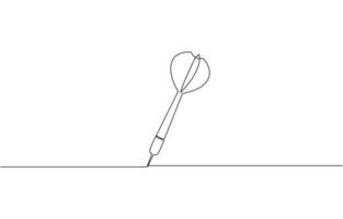 Dart sticking in surface, Continuous line drawing of Target with arrows. A dart hitting dartboard one line art drawing, Hand drawn one line. Editable stroke vector