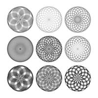 Design elements set. Abstract monochrome circle pattern No gradient vector