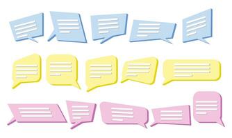 Set of speech bubbles in different colors and shapes illustration. vector