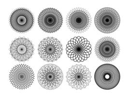 Set of guilloche rosettes. Rosettes pattern for certificate, diploma, voucher. vector