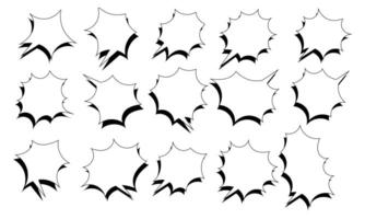 Set of doodle speech Starburst, sunburst design elements set. vector