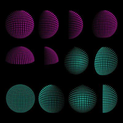 Set of abstract halftone spheres illustration. Eps 10
