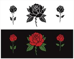 Contrasting Rose Illustrations Black and White Meets Red vector