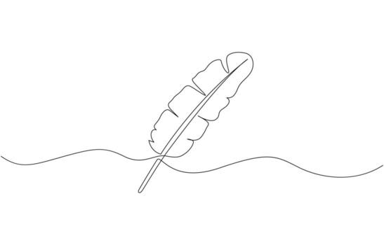 One continuous line drawing of banana tree. Banana tree line art drawing, Banana Leaf Continuous Line Drawing, Palm leaf in one continuous line drawing. One line poster. Outline leaf vector