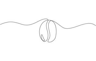 Coffee beans continuous one line drawing. Caffeine sign, Coffee grain. Coffee shop concept art. Doodle line illustration art design. vector