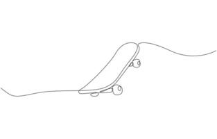 Skateboard one line art. Continuous line drawing of sport, Continuous one line drawing of skateboard icon in silhouette on a white background. vector