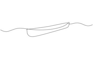 Single continuous line drawing canoe trails and rafting club with kayaking equipment, kayak canoe rowboat sailboat yacht isolated on white background. vector