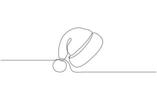 Santa Claus hat Continuous one line drawing. Christmas or New Year concept, Christmas line art illustration with background editable design. vector