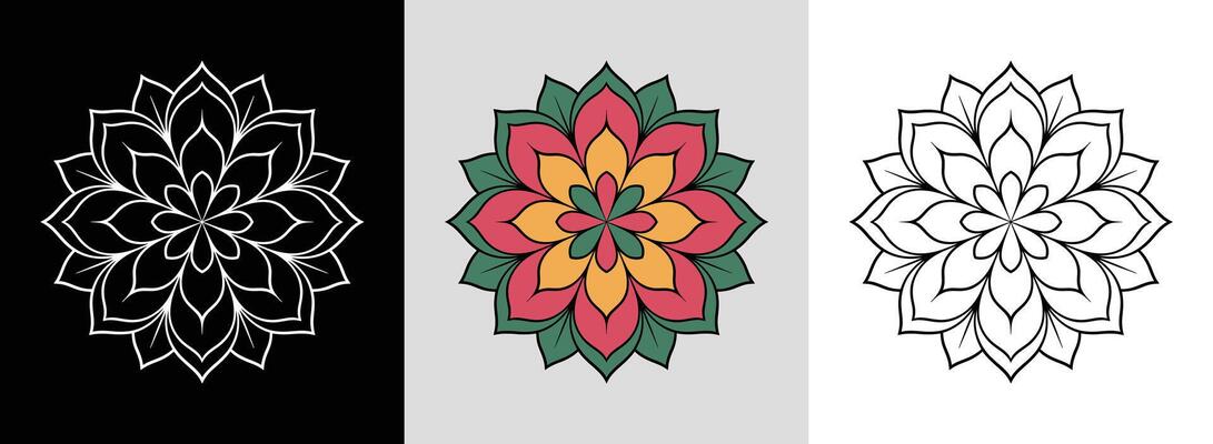 Lotus Mandala with Geometric Segments