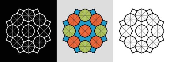 Honeycomb Mandala with Hexagonal Fills vector