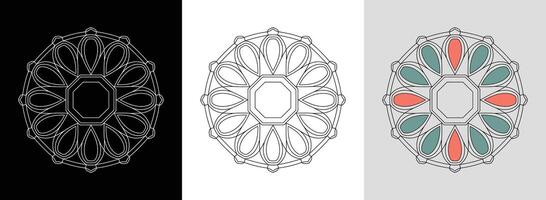 Sunburst Mandala with Octagon Core vector