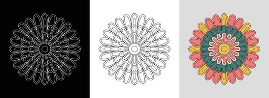 Daisy Mandala with Bright Fills vector