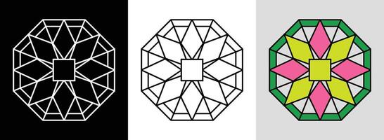 Square Mandala with Diamond Frame vector
