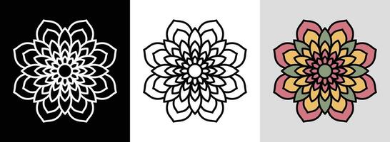 Peony Mandala with Color Fills vector