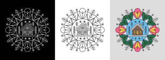 Three different designs for a house, a tree and a flower vector