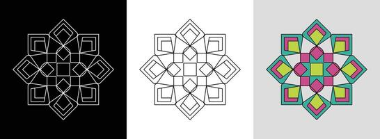 Geometric Mandala with Bright Outlines vector