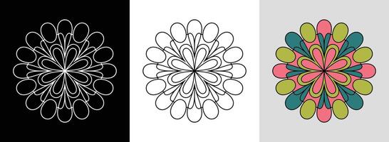 Floral Burst Mandala with Bright Fills vector
