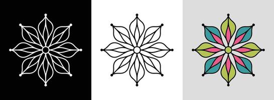 Geometric Petal Mandala with Lines vector