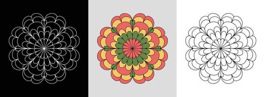 Carnation Petal Mandala with Fills vector