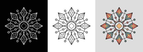 Geometric Mandala with Diamond Shapes vector