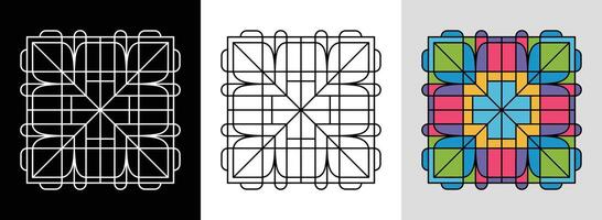 Grid Mesh Mandala with Squares vector