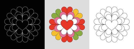 Heart Mandala with Cheerful Hues vector