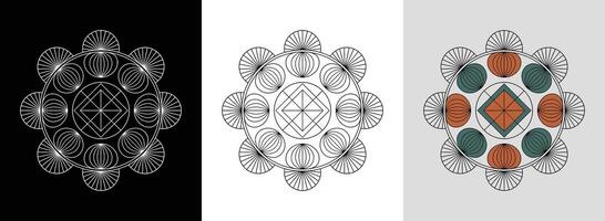 Geometric Mandala with Symmetrical Lines vector