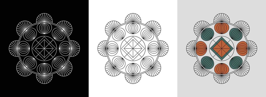 Geometric Mandala with Symmetrical Lines