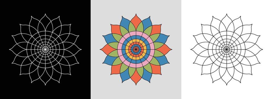 Lotus Grid Spiral Mandala vector