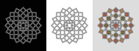 Square Mandala with Modern Line Art vector