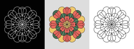 Carnation Mandala with Bright Fills vector