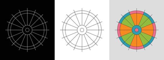 Three different colored circles with different sizes vector