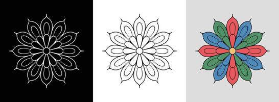 Flower Mandala with Bold Outlines vector