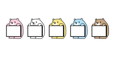 Bear polar bear text Message box icon fat teddy cartoon character pattern doodle logo illustration symbol design vector
