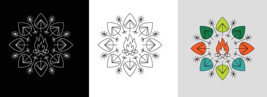 Camping Night Mandala with Green Hues vector