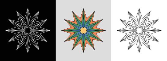Minimal Star Mandala with Hues vector