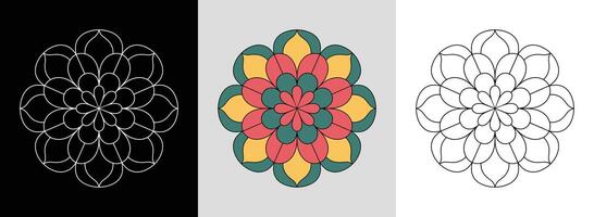 Layered Rose Mandala with Colors vector