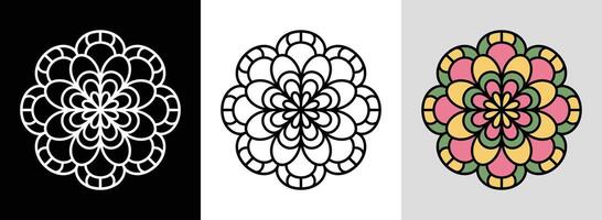 Rose Mandala with Vibrant Fills vector