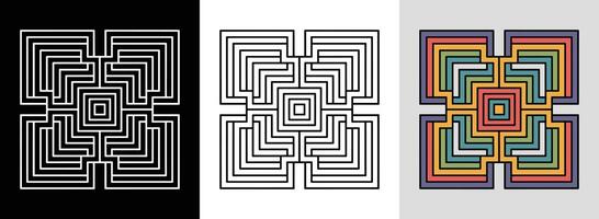Square Maze Mandala with Fills vector
