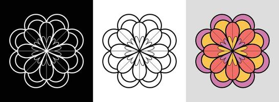 Rose Mandala with Color Patterns vector