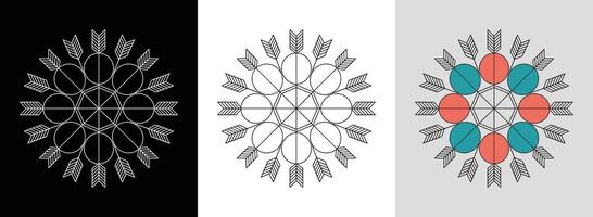 Hexagon Mandala with Arrowheads vector