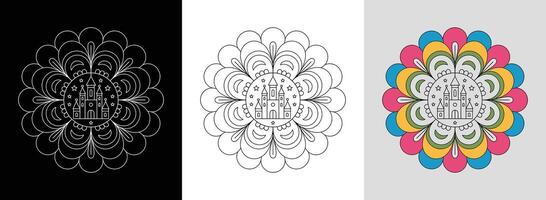 Simple Flower Mandala with Colors vector