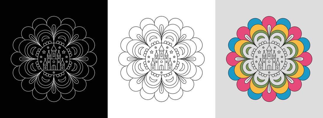 Simple Flower Mandala with Colors