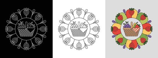 Picnic Day Mandala with Colors vector