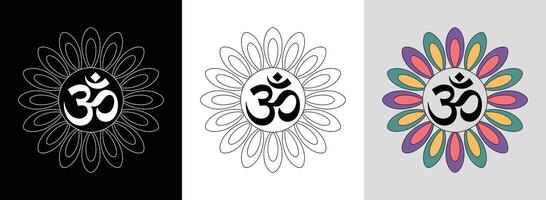 Om Symbol Mandala with Petals vector