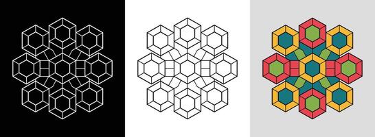 Tessellated Hexagon Mandala vector