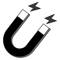 Horseshoe magnet attracting energy black white vector