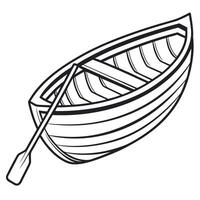 Wooden rowboat with single oar wooden boat paddle vector
