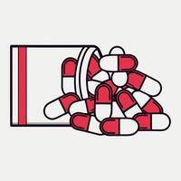 Red and white capsules spilling vector